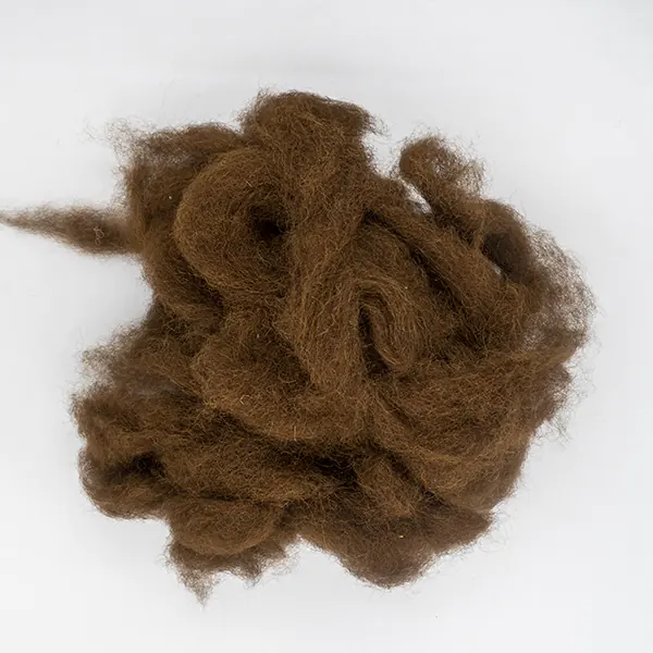 Mid-brown carded alpaca fibre