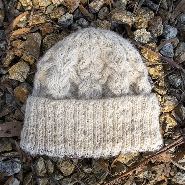 alpaca knit white beanie